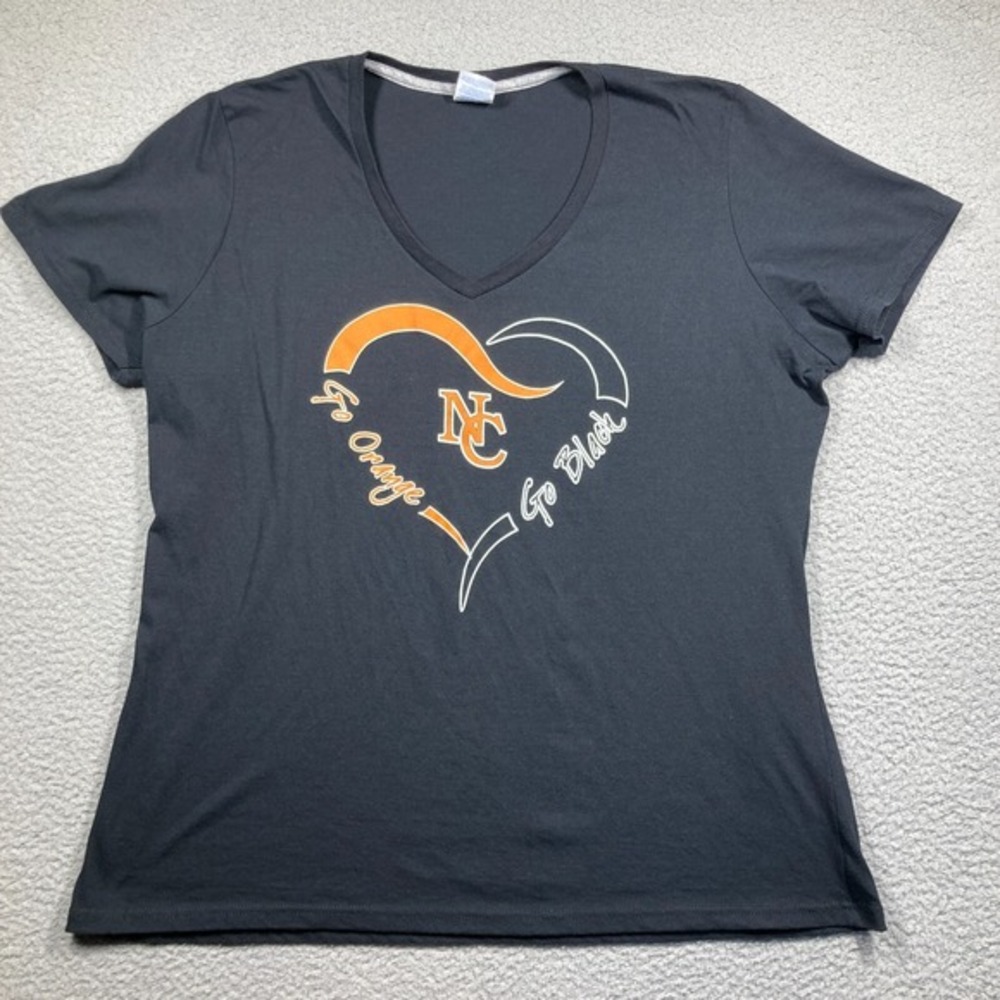NC Go Orange Go Black T Shirt Women's XXL Black Short Sleeve V Neck #21 On Back